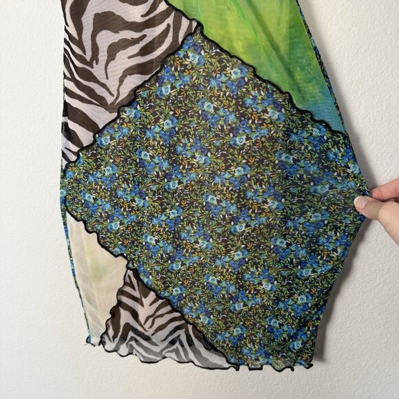 Dolls Kill Blue Blush Mixed Print Babydoll Mini Dress Womens Small Maximalism - Picture 4 of 7